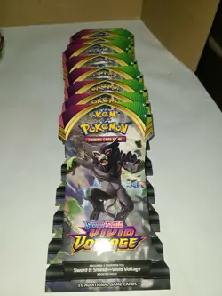 POKEMON VIVID VOLTAGE SWORD & SHIELD X 10 PACK LOT SLEEVED NEW SEALED SAME COVER - Image 1