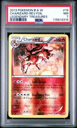 POKEMON LEGENDARY TREASURES CHARIZARD #19 REVERSE PSA 7 NM #115814319 - Image 1