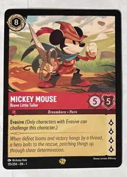 Mickey Mouse Brave Little Tailor Legendary Rare 115/204 Disney Lorcana TCG - Image 1