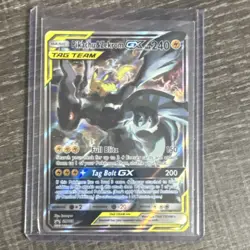 Pikachu & Zekrom GX TAG TEAM Ultra Rare SM168 SM-Team Up Holo Pokemon Card - Image 1