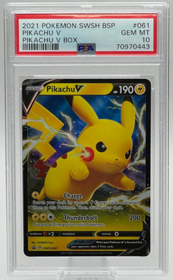 2021 POKEMON SWSH BLACK STAR PROMO #061 PIKACHU V PSA 10 GEM MINT - Image 1