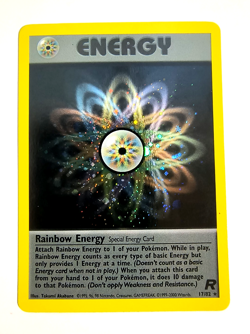 Rainbow Energy 17/82 Team Rocket Holo Pokemon TCG SWIRL LP - Image 1