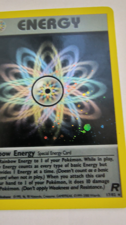 Rainbow Energy 17/82 Team Rocket Holo Pokemon TCG SWIRL LP - Image 2