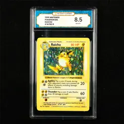 TQG 8.5 NM-MT+ 1999 Pokemon ENG Raichu 14/102 R - Image 1
