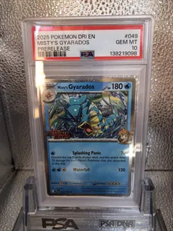 2025 POKEMON ENGLISH DESTINED RIVALS #049 MISTY'S GYARADOS PRERELEASE PSA 10 - Image 2