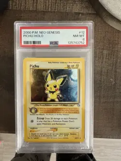 Pokemon Pichu Neo Genesis 12/111 Holo Rare Unlimited PSA 8 2000 - Image 1