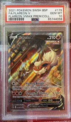 2021 Pokemon Flareon V Full Alt Black Promo SWSH179 VMAX Premium Coll. PSA 10 - Image 1