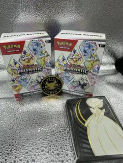 Pokemon Prismatic Evolutions Booster Bundles - Lot of 2+ Coin And Sleeves - Image 1
