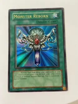 Monster Reborn LOB-118 1st Edition - Misprint Line ERROR + Foil Shift - MP/HP - Image 1