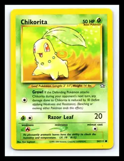💥 Chikorita Pokemon 2000 Neo Genesis Non Holo Foil Vintage Card # 54/111 - Image 1