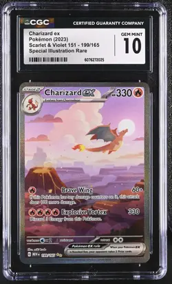 CGC 10 Charizard ex 199/165 MEW EN-151 Special Illustration Rare Pokemon Card - Image 1