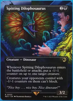 Spitting Dilophosaurus Jurassic World NM Black Rare CARD (512841) ABUGames - Image 1
