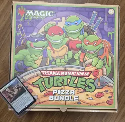 NYCC 2025 Magic The Gathering Unbreakable Formation TMNT Promo Card + Pizza Box - Image 1