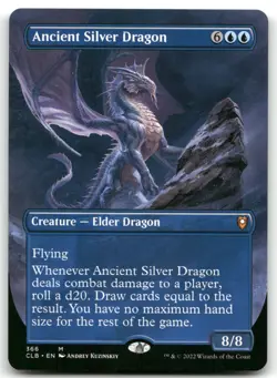 Ancient Silver Dragon (Borderless) NM Normal M Battle for Baldur's Gate 366 - Image 1