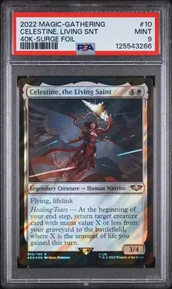 MTG Celestine, the Living Saint Warhammer *SURGE FOIL* PSA9 40,000 010/168 NM - Image 1