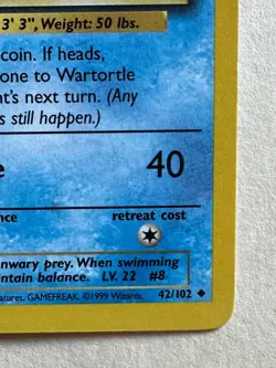 Pokemon TCG Wartortle Base Set Uncommon Card 42/102 - Image 4