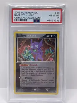 Pokemon Card Sableye Holo 10/100 EX Crystal Guardians PSA 10 GEM MINT - SWIRL - Image 1