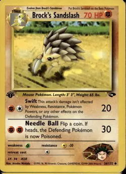 Brock's Sandslash 1st Ed 36/132 Uncommon WOTC Gym Challenge Pokemon - Image 1