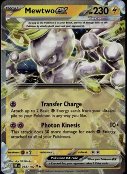 Mewtwo ex Double Rare SV04: Paradox Rift 058/182 Lightning Holofoil Pokemon Card - Image 1
