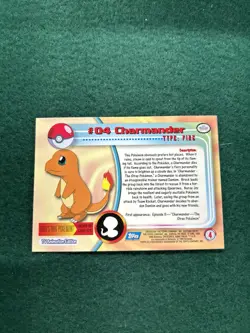 Charmander #4 Pokemon 1999 Topps Animation TV Blue Logo M - Image 3
