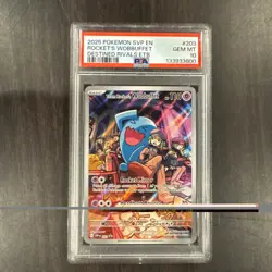 Pokemon Team Rocket's Wobbuffet Destined Rivals ETB Promo SVP EN 203 PSA 10 - Image 1