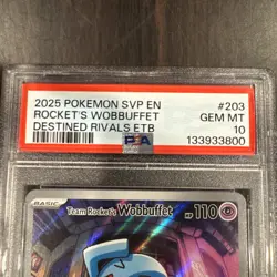 Pokemon Team Rocket's Wobbuffet Destined Rivals ETB Promo SVP EN 203 PSA 10 - Image 4
