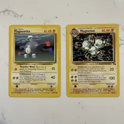 Pokemon TCG Magneton Fossil Non Holo and Magnemite Base Set 1999 - Image 1
