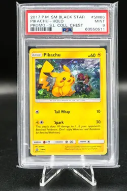 PSA 9 - 2017 Pokemon Black Star #SM86 Pikachu-Holo Promo-S.L. Collector Chest - Image 1