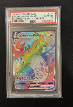Pokemon TCG Charizard VMAX Champion's Path Holo Secret Rare Card 074/073 PSA 10 - Image 1