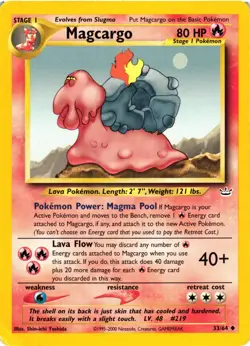 Pokemon TCG Magcargo Neo Revelation Card 33/64 Unlimited Uncommon DMG - Image 1