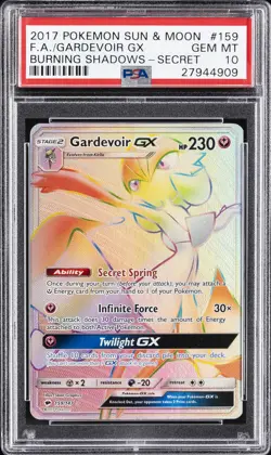 2017 POKEMON SUN & MOON BURNING SHADOWS SECRET #159 FULL ART/GARDEVOIR GX PSA 10 - Image 1