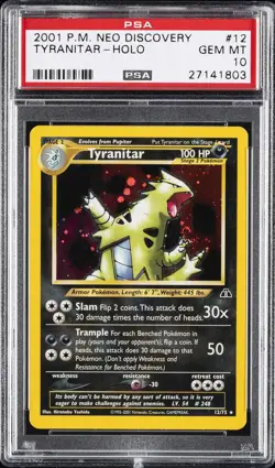 2001 POKEMON NEO DISCOVERY #12 TYRANITAR-HOLO PSA 10 - Image 1