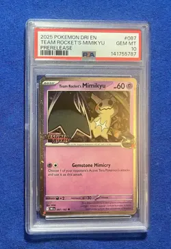 2025 POKEMON DRI EN-DESTINED RIVALS PRERELEASE #087 TEAM ROCKET'S MIMIKYU PSA 10 - Image 1
