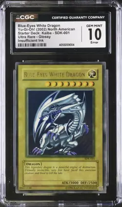 Yugioh CGC 10 FADED ERROR Blue-Eyes White Dragon SDK-001 Ultra POP 10 (top pop) - Image 1