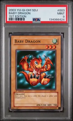 2003 YU-GI-OH! STARTER DECK: JOEY 1ST ED #003 BABY DRAGON PSA 9 - Image 1