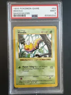 1999 Pokemon Game Weedle Shadowless Mint 9 - Image 1