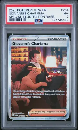 2023 POKEMON MEW EN-151 SPECIAL ILLUSTRATION RARE #204 GIOVANNI'S CHARISMA PSA 7 - Image 1