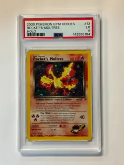 PSA 5 Rocket’s Moltres 12/132 Gym Heroes Holo 2000 Pokemon WOTC - Image 1