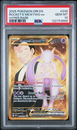 2025 Pokemon SV Destined Rivals DRI EN Team Rocket's Mewtwo ex #240/182 PSA 10 - Image 1