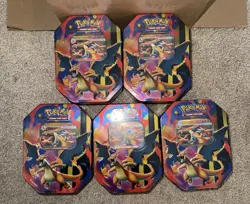 Pokemon Mega Charizard EX Tin (Mega Charizard Y) LOT OF 5 - IN HAND - Image 1