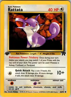 Rattata 66/82 Team Rocket Pokemon TCG NM First Edition - Image 1
