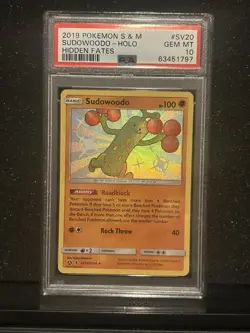 Pokemon TCG Sudowoodo SV20/SV94 Shiny Holo Rare Hidden Fates PSA 10 - Image 1