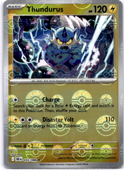Pokemon TCG Thundurus Poke Ball 033/086 Black Bolt Holo Rare Near Mint - Image 1