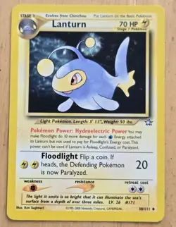Pokemon TCG Lanturn # 38/111 Neo Genesis Set Card Uncommon Unlimited LP-NM 99-00 - Image 1