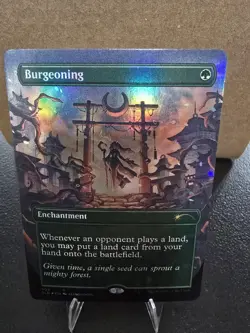Burgeoning Secret Lair Drop Foil Borderless Rare Green Enchantment MTG - Image 1