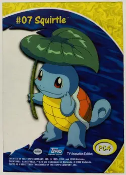 2000 TOPPS CLEAR POKEMON #07 SQUIRTLE PC4 TV - Image 2