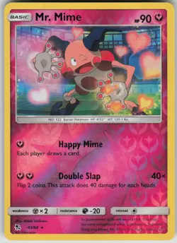 Pokemon TCG Mr. Mime Rare Reverse Holo Hidden Fates 43/68 - Image 1