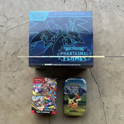 Pokemon Phantasmal Flames ETB + Ascending hero tin + MEGA EVOLUT Booster Bundle - Image 1