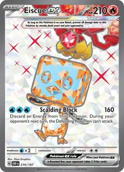 Eiscue Ex #210/197 *SHINY* Tera (Obsidian Flames) SV03: OBF Pokemon NM - Image 3