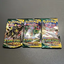 Evolving Skies Pokemon TCG Booster Packs (3 Packs) FACTORY SEALED (stacking tin) - Image 1
